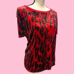 Red Velvet Animal Print Leopard Tiger Top